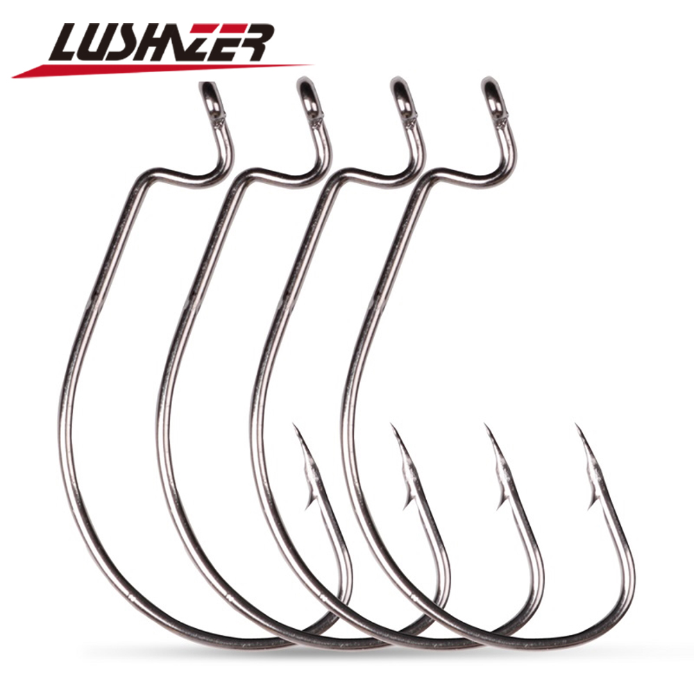 Fishing Hook Offset - LUSHAZER 10 ชิ้น/ล็อตตะขอตกปลาคาร์บอน Jig Crank Big