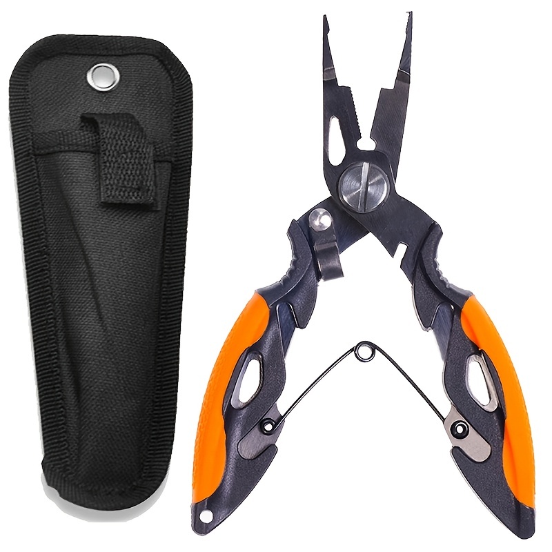 Fishing Hook Sharpener - คีมตกปลาสแตนเลสสตีล ทนทาน พร้อมที่ตัดเหยื่อและที่ถอดเบ็ด – อุปกรณ์ตกปลาที่จำเป็นสำหรับกิจกรรมกลางแจ้ง (12.5