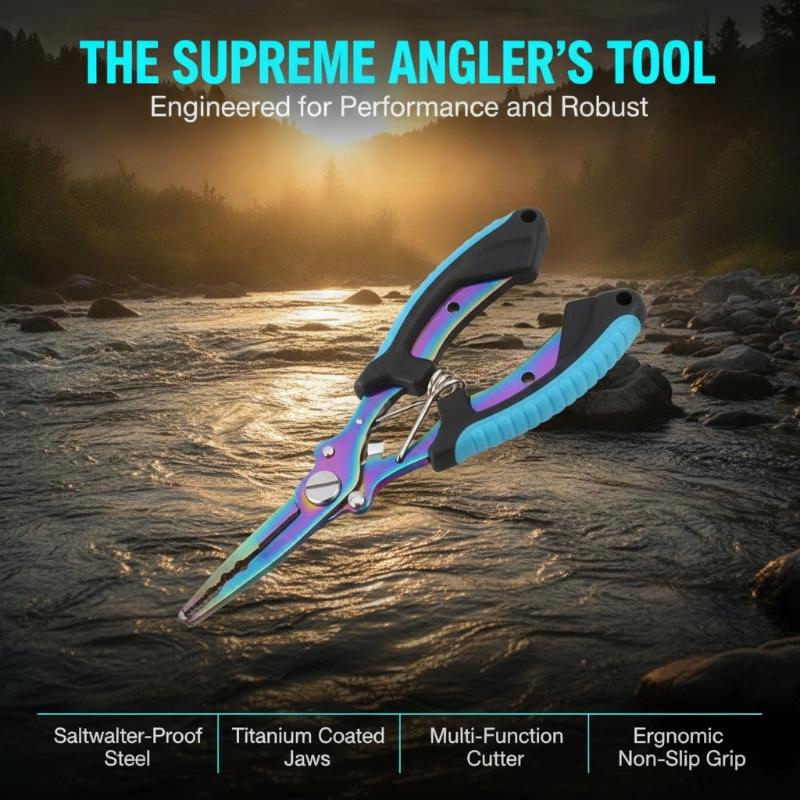 Fishing Hook Sharpener - 1 ชิ้น คีมตกปลาอเนกประสงค์ สแตนเลสสตีล สีไทเทเนียม คีมจับปลาปากนกอินทรี